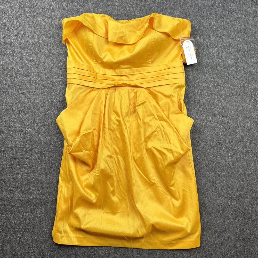 Jessica Simpson‎ Strapless Yellow Dress Size 12 Ruffle Bodice Knee Length NWT
